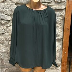 Green mixed media blouse